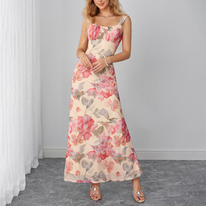 Robes d'été tendance, robes florales pour femmes, <span class=keywords><strong>robe</strong></span> longue en <span class=keywords><strong>maille</strong></span> dos nu, <span class=keywords><strong>robe</strong></span> <span class=keywords><strong>de</strong></span> <span class=keywords><strong>plage</strong></span> - Product Image 4