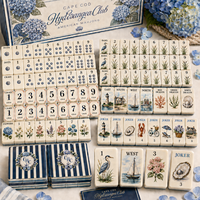 Jeu de Mahjong américain Cape Cod Hydrangea, 152 tuiles, bleu côtier, motif floral, en acrylique, avec 8 tuiles joker, prêt à offrir