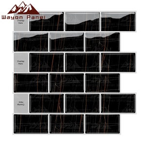 Papier peint vinyle imperméable Wayon, carreaux de céramique verts modernes, panneau mural auto-adhésif effet 3D, autocollant mural pour la maison - Product Image 1