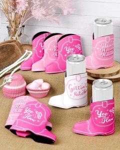 Porta Latas Aislante de Neopreno Estrecho con Diseño de Bota de Vaquera y Temática de Despedida de Soltera, Estilo Disco, Accesorio para Bebidas y Recuerdo Nupcial - Product Image 4