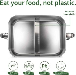 Sợi tre Bento hộp đôi-buto leakproof ăn trưa container trẻ em người lớn thép không gỉ ăn trưa hộp trường làm việc với chai nước - Product Image 5