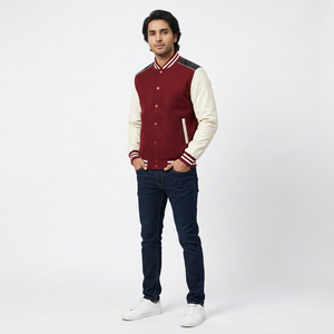 Customized Design Letterman <b>Men</b> 100% Cotton Stand Collar Breathable Winter <b>Baseball</b> Varsity <b>Jackets</b> with Chenille Embroidery - Product Image 1