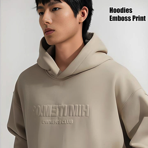 Manufactured Heavyweight 100% Cotton Hoody Thick Oversized <strong>Men</strong> <strong>Pullover</strong> Hoodies Custom Emboss Hoodies <strong>for</strong> <strong>Men</strong> - Product Image 1