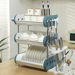 Estante de Cocina para Platos Tamaño L con Tapa Abatible y Drenaje, Almacenamiento de Vajilla con Tapa, Estante Cuadrado Landmark - Product Image 1