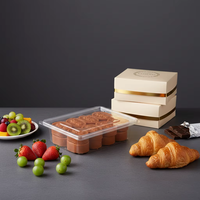 Barquettes rectangulaires en plastique PET pour biscuits, desserts, pâtisseries, emballages alimentaires, contenants pour pain, desserts, boîtes durables