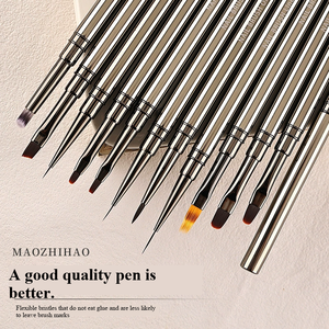 <b>Round</b> Flat Head Nail Art Liner <b>Brush</b> Crimped Ferrule UV Gel Extension Painting Drawing Carving Pen - Product Image 5