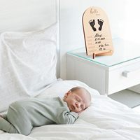 Cadre photo à ultrasons en bois Panneau double face à la mode pour annoncer la grossesse ou la naissance d'un bébé Article décoratif