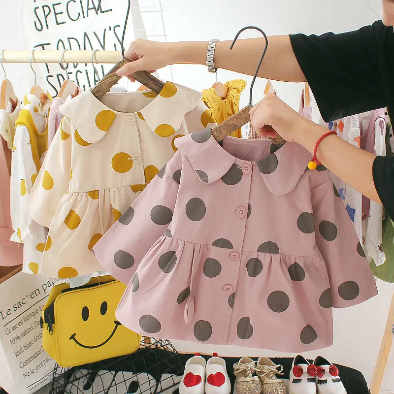 0-3 Years Old Baby Girl Autumn Korean Version Of Long Sleeve Polka Dots Cute Infant Children Kids Girl Princess Dresses