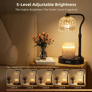 Lampe chauffe-bougie à intensité variable avec fonction de minuterie, base réglable en hauteur, diffuseur de cire sans flamme moderne pour intérieur - Product Image 3