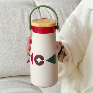 Gourde isotherme portable double paroi en acier inoxydable 304 grande capacité avec poignée et paille, design moderne pour étudiants - Product Image 6