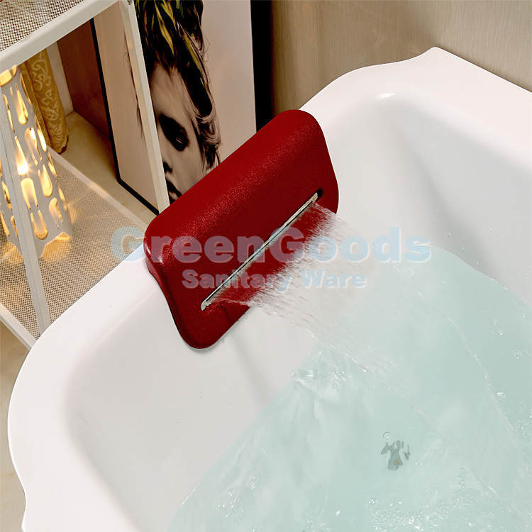 Baignoire autoportante d'intérieur de luxe pour adulte, baignoire avec oreiller à Jet de tourbillon et cascade