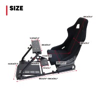 Siège de jeu de course simulé JBR1012K avec support de volant et siège arrière en fibre de verre