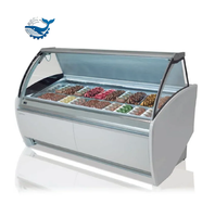 Vitrine Réfrigérée Commerciale Grande Capacité pour Crèmes Glacées et Gelatos, Refroidissement par Ventilation, 2 Portes Coulissantes en Verre Trempé, Équipement de Réfrigération