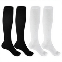 2 paires de chaussettes de compression respirantes pour femmes et hommes, hauteur genou, pour le sport, la course à pied et les voyages (L-XL)