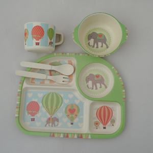 Juego de <span class=keywords><strong>vajilla</strong></span> PLA de fibra de bambú para niños, plato, Bol, taza, cuchara, tenedor, <span class=keywords><strong>vajilla</strong></span> de dibujos animados, Apto para lavavajillas - Product Image 5