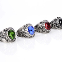 Vereinigte Staaten-Armee Marine Schmuck Luftwaffe Marines Veteranen Edelstahlring Retro USMC Gedenk-Kriegsring mit Blauem und Rotem Stein