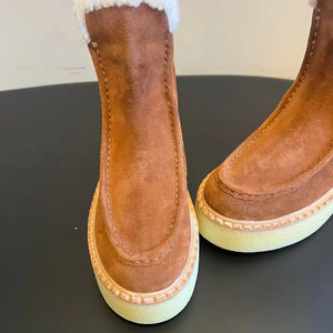 High Quality Luxury Designer Winter Unisex <b>Boots</b> Fashionable Trend Genuine Leather Wool Winter Short Wool Thermal Anti-Slip - Product Image 3