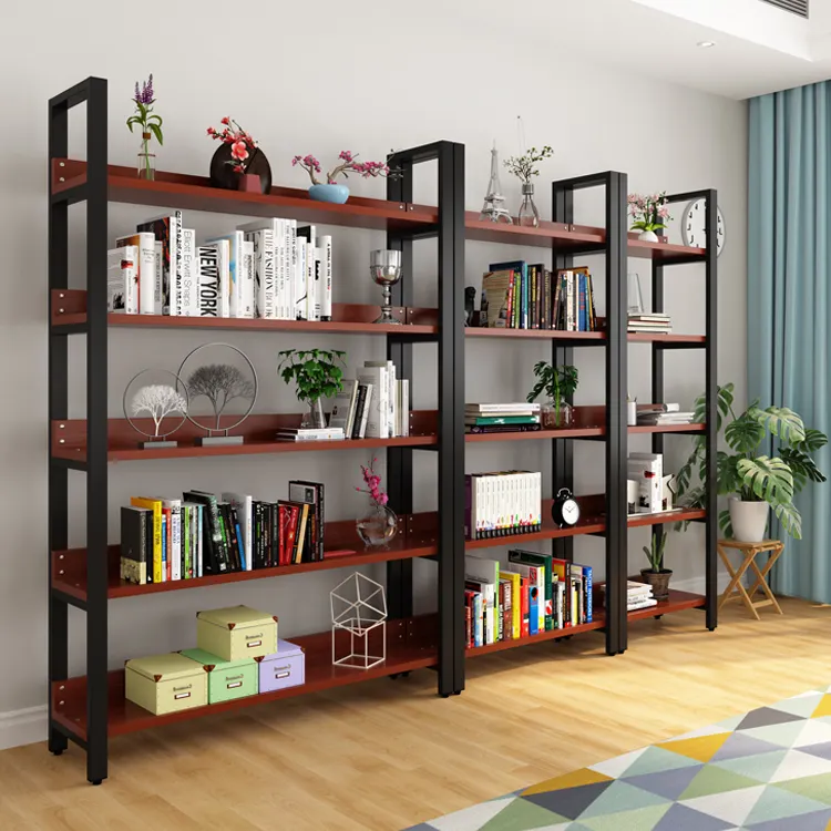 Escalera de inserción creativa, marco de metal chino y panel de madera, estantería con personalidad para libros y biblioteca, gran oferta
