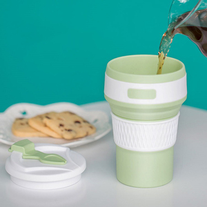 Bán buôn xách tay sinh thái thân thiện Silicone gấp cup 12oz, 16oz cốc cà phê ngoài trời biểu tượng tùy chỉnh - Product Image 2