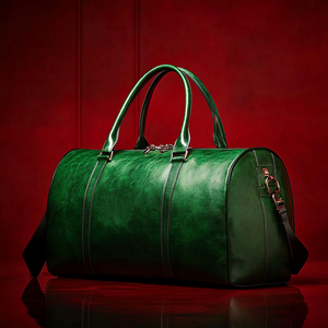 제조사 사용자 정의 빈티지 그린 정품 진짜 풀 그레인 암소 가죽 더플 여행 주말 남성용 밤새 더플 백 - Product Image 2