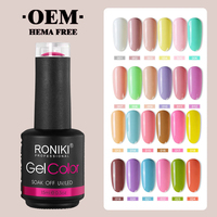 Pour RONIKI Personnalisable 15ml Hema Free Nail Color Gel Polish Créez votre propre Gel UV avec Logo Private Label Soak