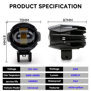 Faro Delantero LED de 50W para Motocicleta, Diseño Waterbird, Doble Color, IP67 Impermeable, Luces de Repuesto para Camiones, ATV, Jeeps - Product Image 4