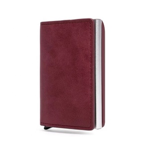 leather business card holder metal card bag credit card box megnetic buckle wallet pu leather protective case