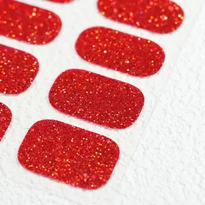 16 pieces in 1 sheet 8 colors Sparkling nail stickers delicate glossy pink fully applied with nail stickers