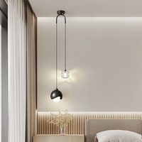 Luminaire suspendu LED moderne minimaliste nordique pour salon, chambre à coucher, chevet, luminaire suspendu en cristal, or noir, E27, luminaire suspendu en métal