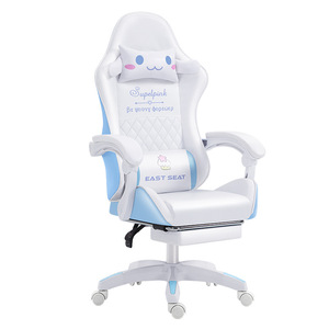 <strong>Pink</strong> Foldable Swivel Gaming <strong>Chair</strong> with Massage Function Ergonomic PU Leather Design - Product Image 3