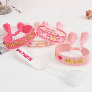 10 pz festa della mamma ricamo braccialetto <span class=keywords><strong>ti</strong></span> amo mamma per sempre mia madre Super mamma braccialetto gioielli regali per Mama nappa braccialetto - Product Image 4