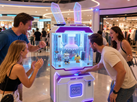 Distributeur de cadeaux rotatif à monnayeur avec LED, type pince, pour magasins de jouets et écoles