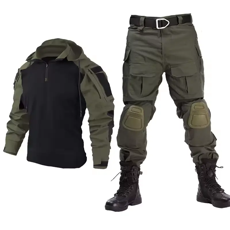 HCSF makita tactical uniform Protective Camouflage Suit with Frog Hood Formal Training Shirt Pants Breathable Canvas Fabric