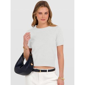 FOXA Pull court à manches courtes pour femme, col rond, léger, décontracté, respirant, en tricot - Product Image 4