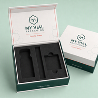 Kit complet de recherche sur les peptides avec insert en mousse personnalisé |   Boîte cadeau rigide imprimée de luxe pour flacon, seringue et ensemble de tampons alcoolisés
