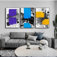 Tableau mural encadré Art Déco sur toile, huile sur toile, avec cadre en alliage d'aluminium noir/doré, idéal pour fond de canapé et entrée