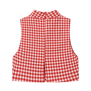 <span class=keywords><strong>Blusa</strong></span> informal <span class=keywords><strong>de</strong></span> moda con cuello redondo, estampado a <span class=keywords><strong>cuadros</strong></span> en rojo y blanco, y cierre <span class=keywords><strong>de</strong></span> cremallera para mujer - Product Image 2