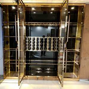 Vinoteca de Acero Inoxidable Dorado con Tiradores de Estilo <span class=keywords><strong>Chino</strong></span>, Mueble Multi-Puertas de Vidrio para Almacenamiento de Vino, Refrigerador de Vino para Villa - Product Image 4