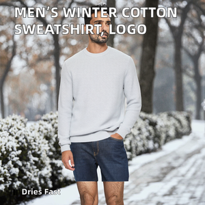 Sweat-shirt d'hiver pour homme en polyester/coton, léger, uni, manches longues, col rond, impression de logo personnalisée - Product Image 2