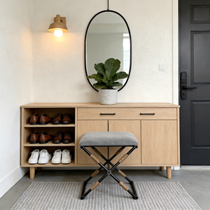 <span class=keywords><strong>Taburete</strong></span> moderno de tela de lino en forma de X con base de metal, decoración de cuerda de cáñamo para dormitorio, sala de estar, comedor, Hotel, hogar, apartamento, uso de entrada - Product Image 2