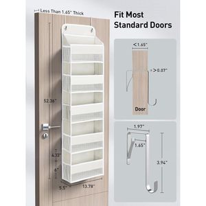 Organizador de 5 niveles para colocar sobre la puerta, 10 bolsillos, color blanco crema, almacenamiento para juguetes y peluches detrás de las puertas - Product Image 6