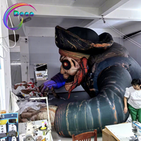 Décoration géante gonflable de squelette de pirate réaliste pour Halloween, accessoire commercial extérieur pour maison hantée