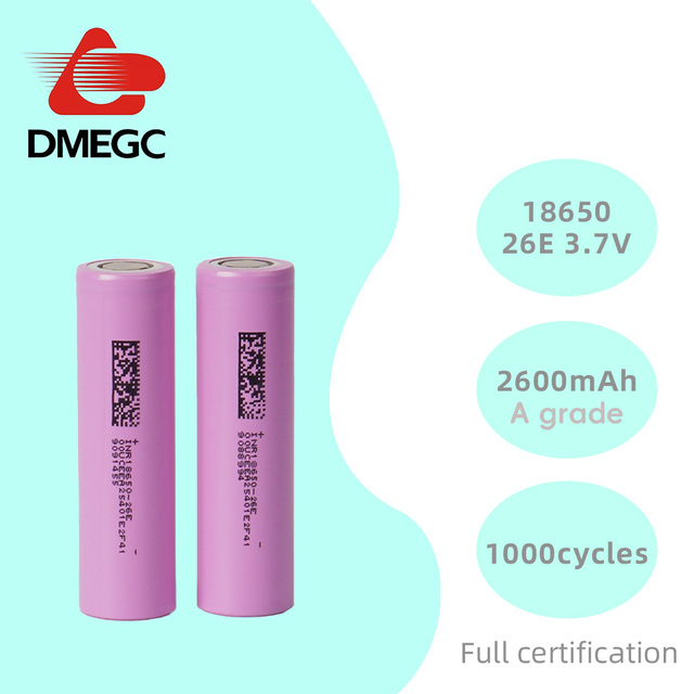 DMEGC18650-26E Lithium Battery 2600mAh Brand New Grade a 5C Rate 1000 Cycles Electric Vehicle Scooter Garden Tool