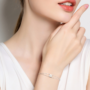 Doble cadena Moissanite 1ct 1.0ct 1 quilate 6,5mm Plata de Ley 925 Pulsera de cadena de moissanita ajustable - Product Image 5