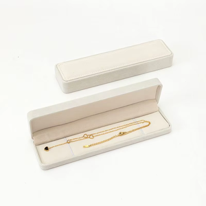 Boîte à bijoux rectangulaire de luxe en velours, couleur et taille personnalisées, avec logo sur mesure, anti-emmêlement, pour colliers et bracelets, présentoir de rangement - Product Image 1