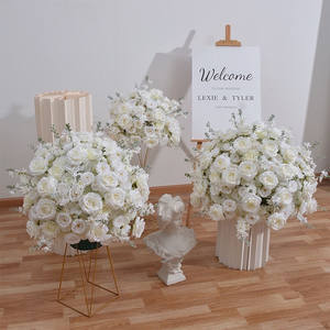 Arreglo Floral de Rosas Grandes de 50 cm, 60 cm, 70 cm, 80 cm, Centros de Mesa para Bodas, Bola de Flores Artificiales de Seda Blanca - Product Image 2