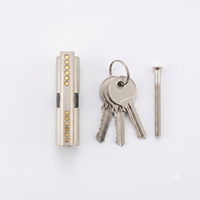 Cylindre de serrure de porte à mortaise de chambre en laiton massif de haute qualité 60MM avec 3 clés en laiton nickel satiné - Clé 60MM