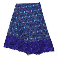 Tissu en dentelle suisse brodée africaine en gros, tissu en dentelle de coton nigérian avec pierres pour vêtements