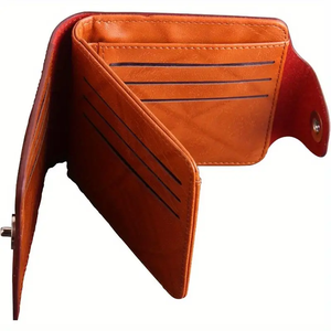 Sac de sport pour homme en similicuir avec motif billet de banque américain - Porte-cartes de crédit et porte-photo élégant orange à fermeture à pression - Product Image 6