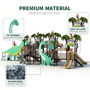BOKE PLAY - Juego de Toboganes Combinados Comerciales con Temática de Dinosaurios T-Rex, Equipo de Juegos al Aire Libre de Metal y Plástico - Product Image 3